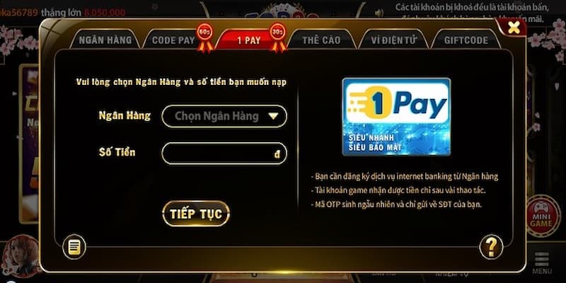 Hướng dẫn các cách nạp tiền Top88