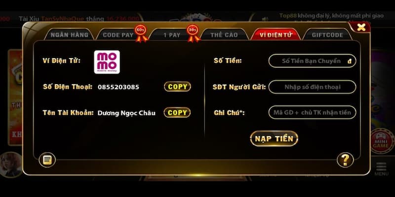 Đa dạng hình thức thanh toán tại Top88