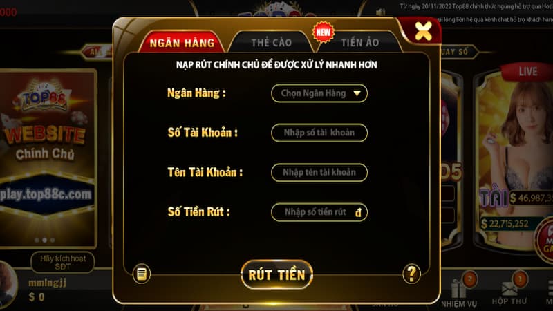 Một số lưu ý trong khi rút tiền tại nhà cái Top88